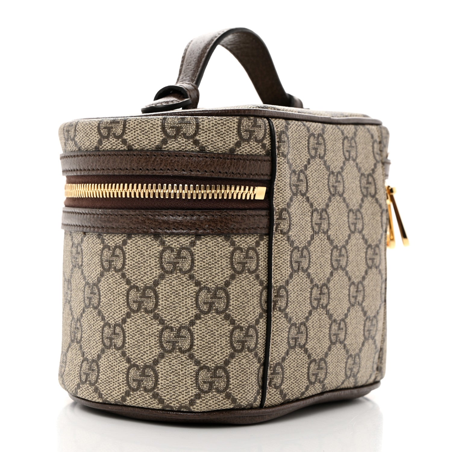 Gucci GG Supreme Monogram Textured Calfskin Web Ophidia Vanity Cosmetic Case Beige Ebony New Acero 3 of 9