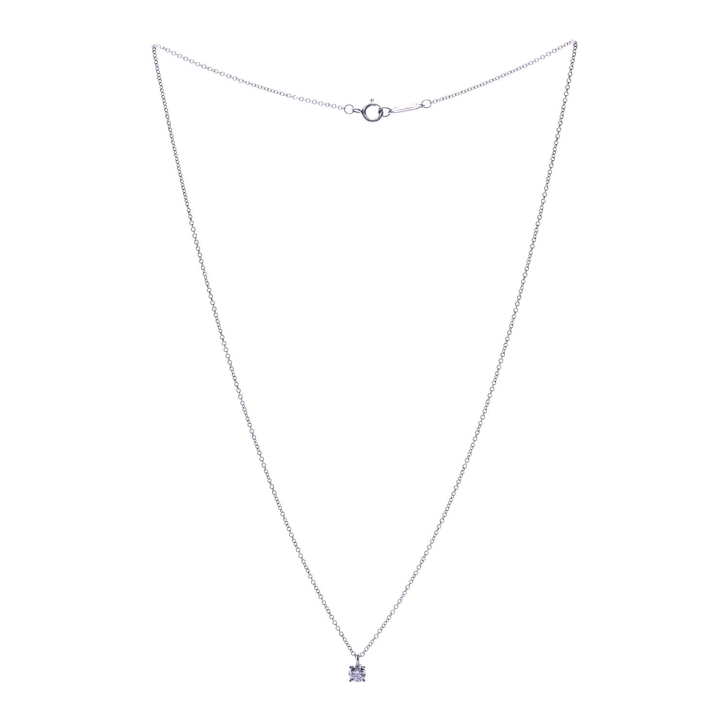 Tiffany Platinum Diamond .26ct Solitaire Pendant Necklace 3 of 7