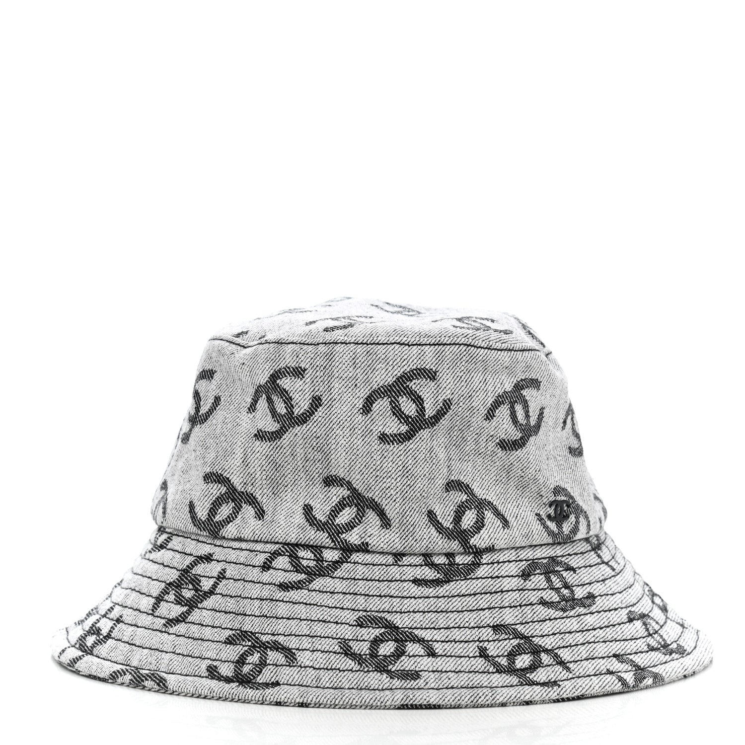 Chanel Denim CC Bucket Hat M White Black 3 of 8