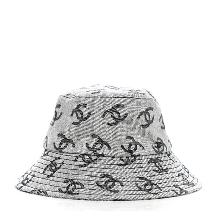 Chanel Denim CC Bucket Hat M White Black 3 of 8
