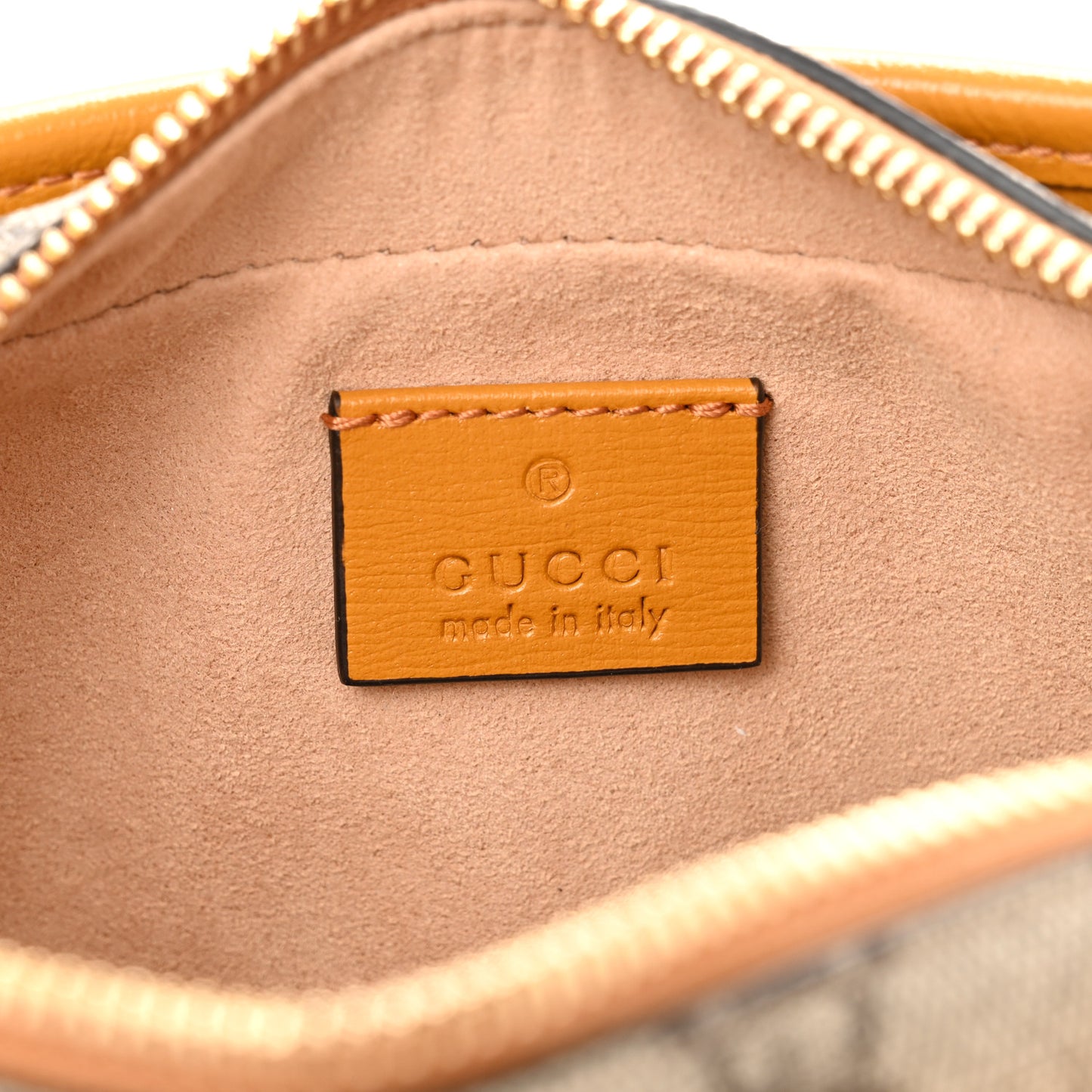 GG Supreme Monogram Textured Calfskin Retro Interlocking G Travel Pouch Beige Yellow