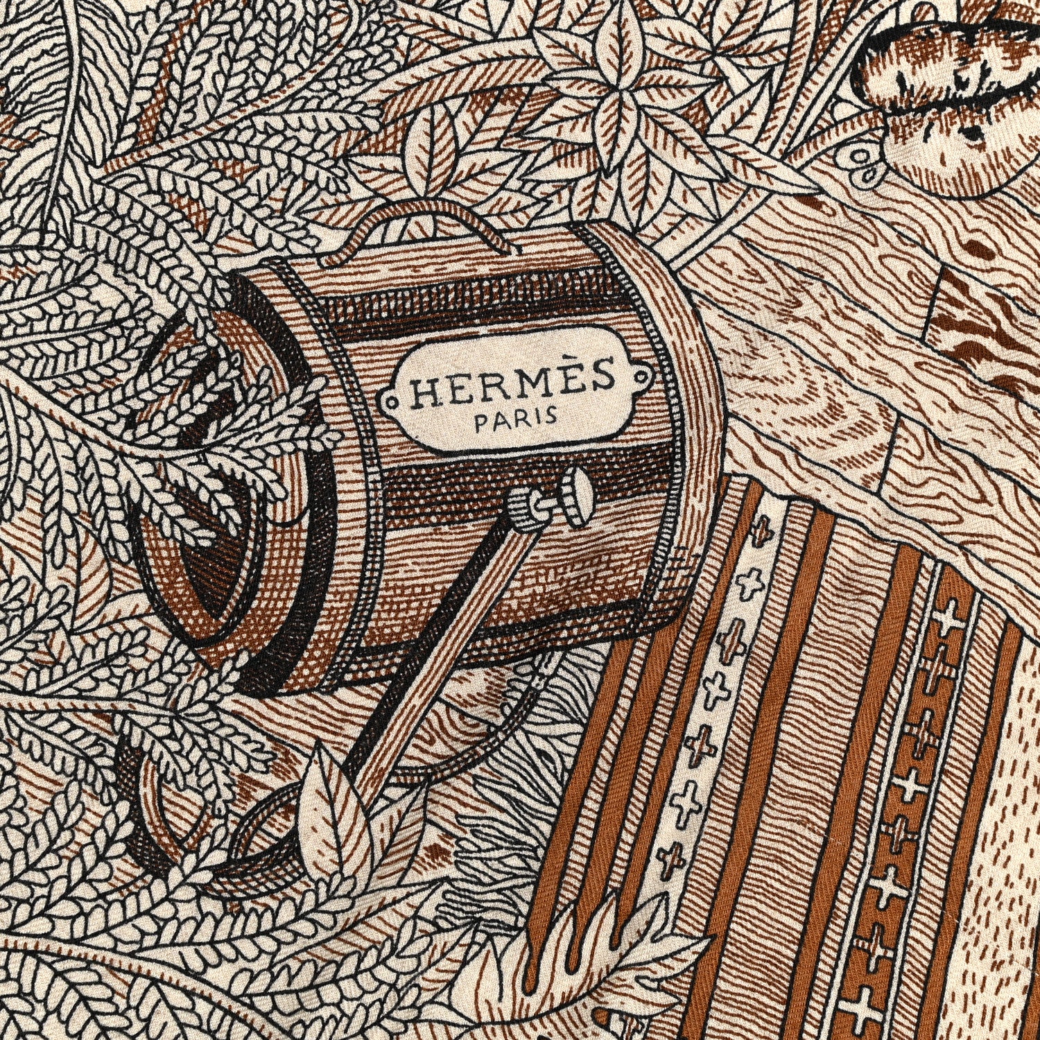 Hermes Cashmere Silk Acte III Scene I La Clairiere Shawl 140 Naturel Marron Noisette 2 of 6