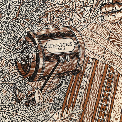 Hermes Cashmere Silk Acte III Scene I La Clairiere Shawl 140 Naturel Marron Noisette 2 of 6