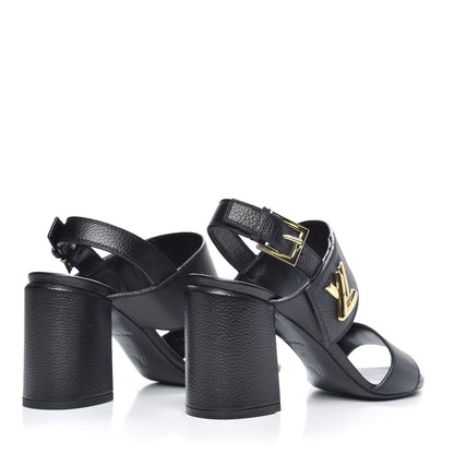 Louis Vuitton Grained Calfskin Horizon Sandals 37 Black 4 of 7
