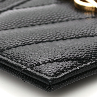 Saint Laurent Grain De Poudre Matelasse Chevron Monogram Credit Card Case Black 9 of 12