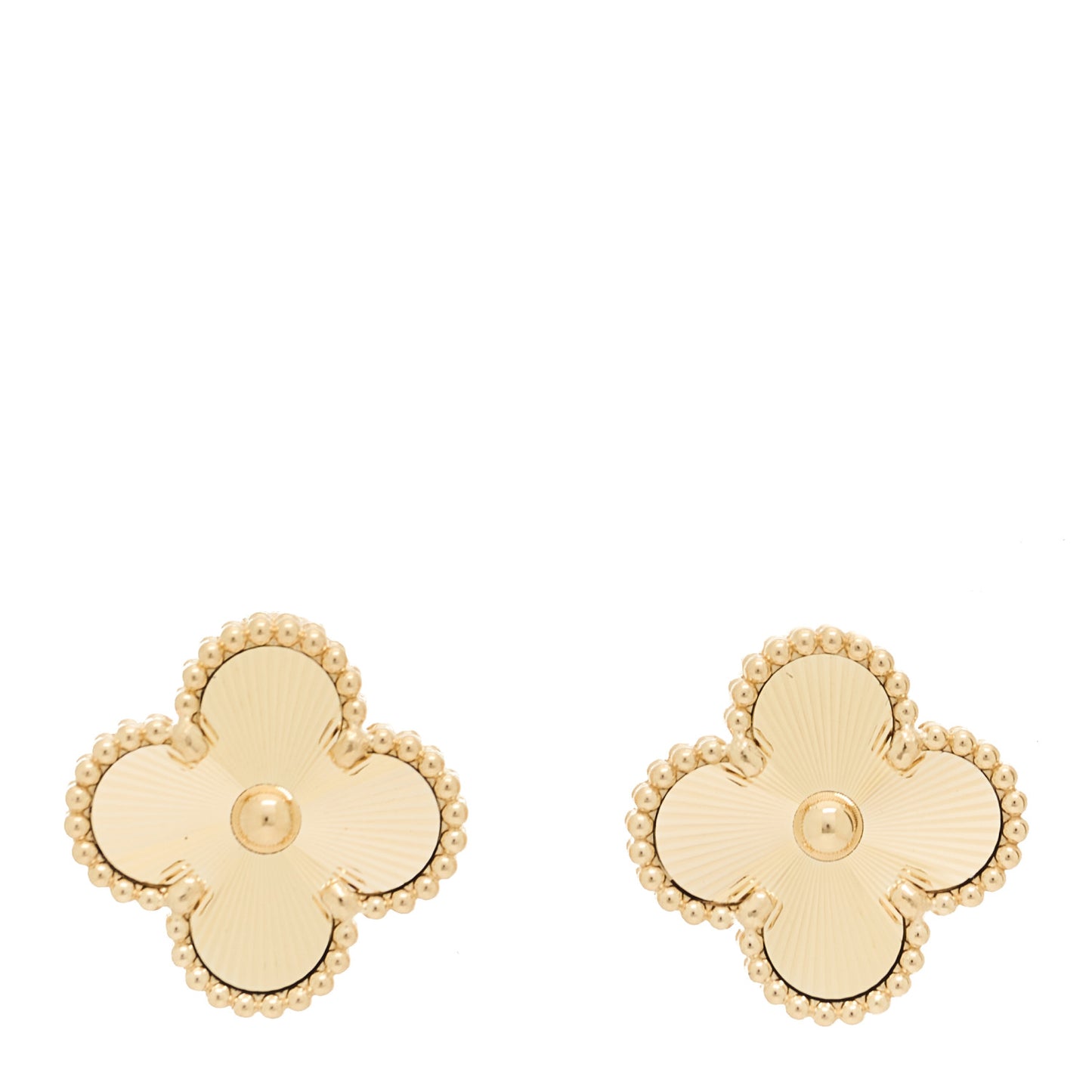 18K Yellow Gold Guilloche Vintage Alhambra Earrings