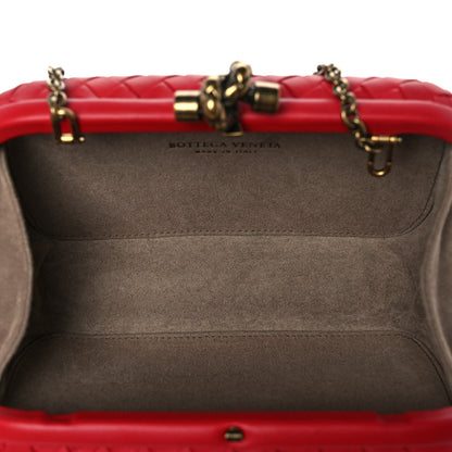 Bottega Veneta Nappa Intrecciato Chain Knot Clutch China Red 4 of 7