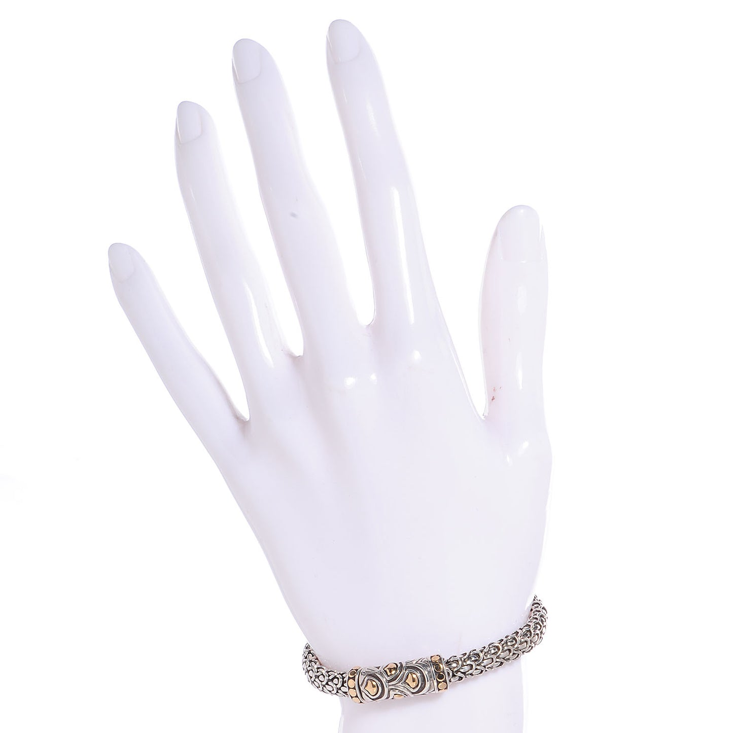 Sterling Silver 18K Yellow Gold 6mm Naga Station Bracelet