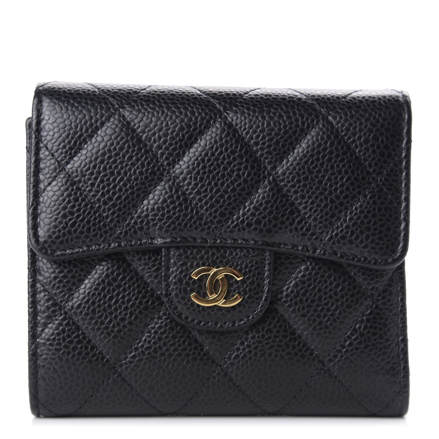 Chanel Caviar Quilted Compact Flap Wallet Black 1 of 8