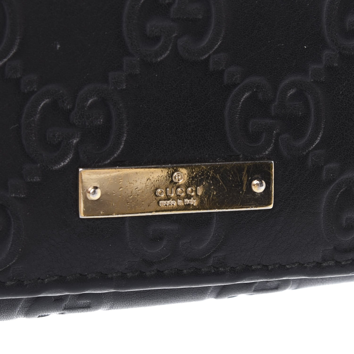 Gucci Guccissima Margaux Calfskin Metal Bar Chain Wallet Black 7 of 8