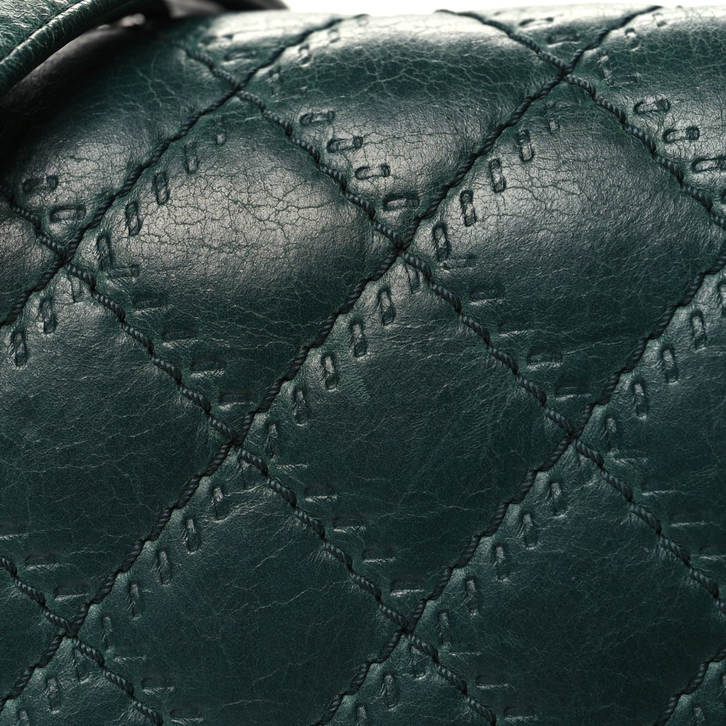 Calfskin Double Stitch Medium Boy Flap Green