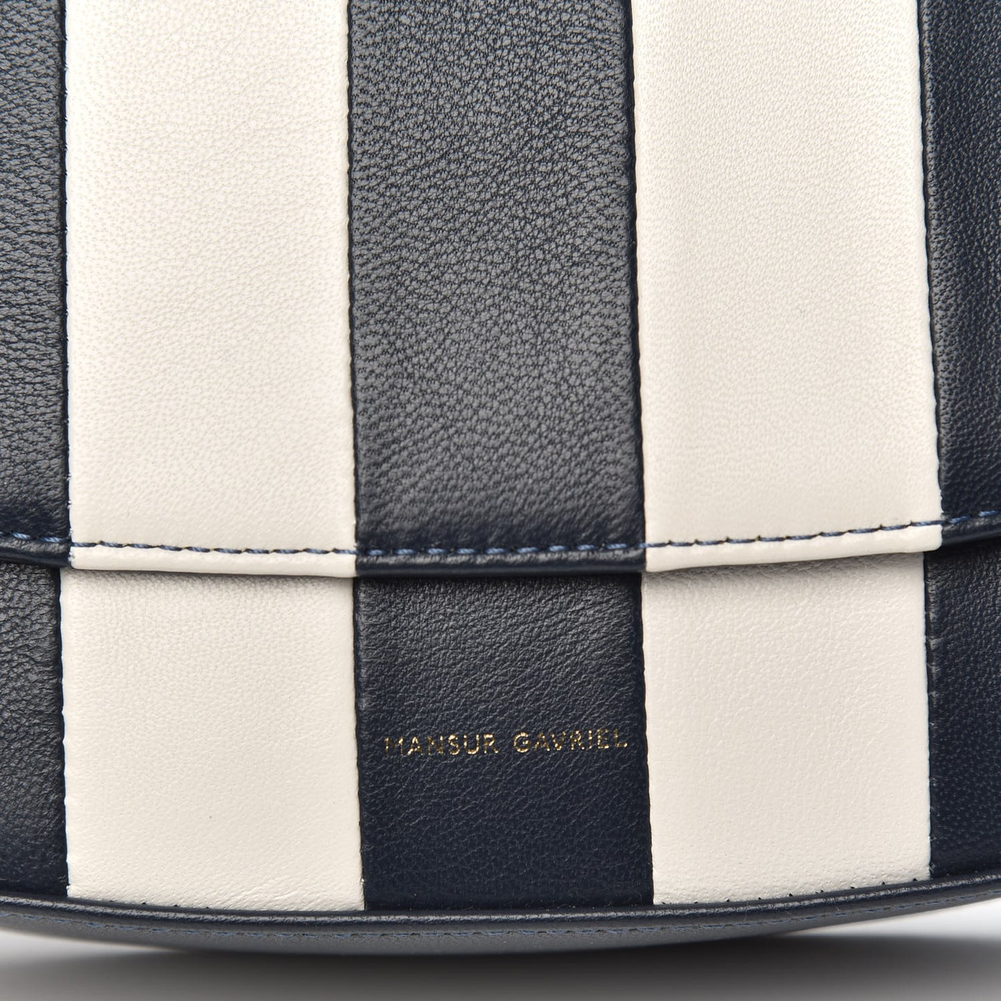 Lambskin Stripe Flap Crossbody Bag Navy White