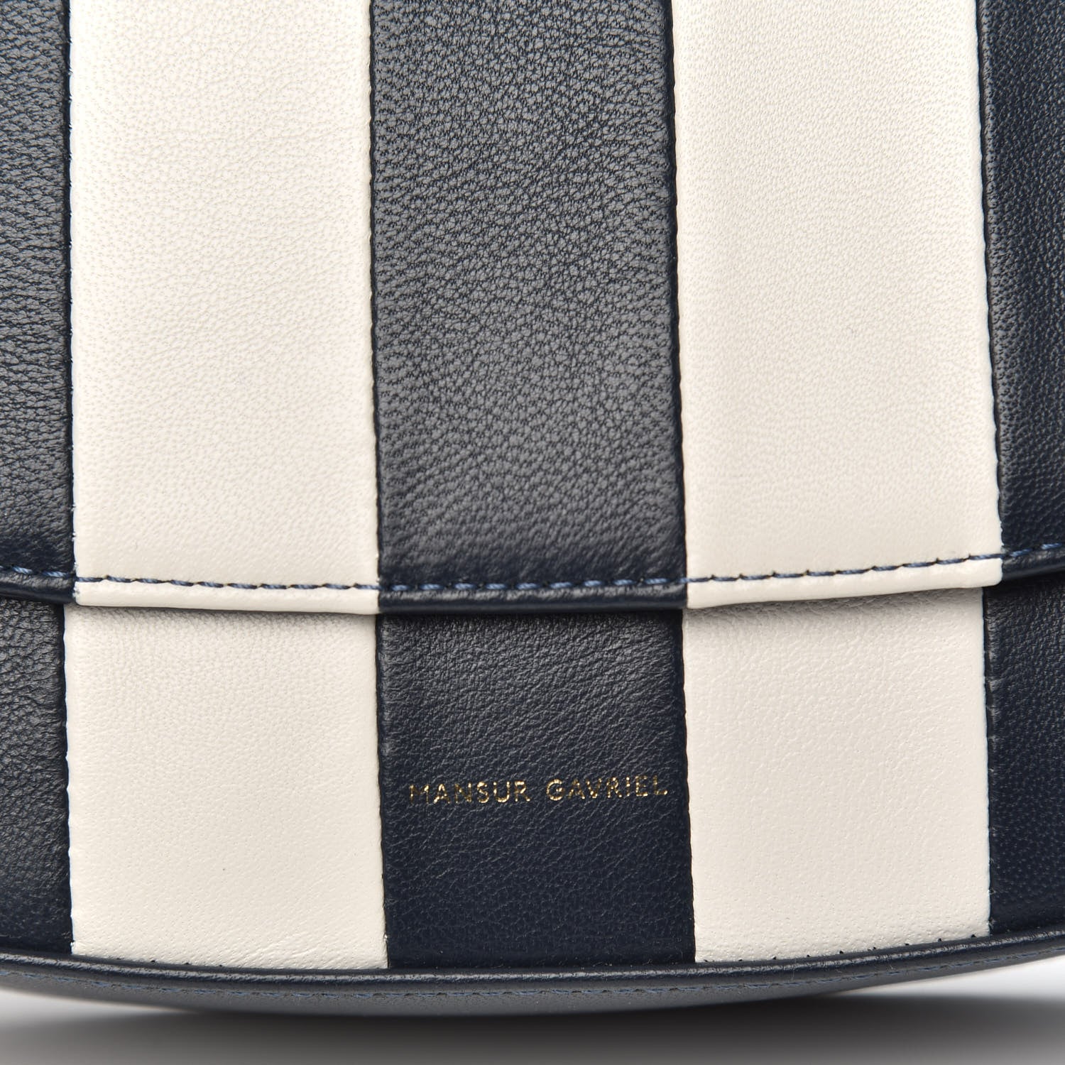 Mansur Gavriel Lambskin Stripe Flap Crossbody Bag Navy White 9 of 10