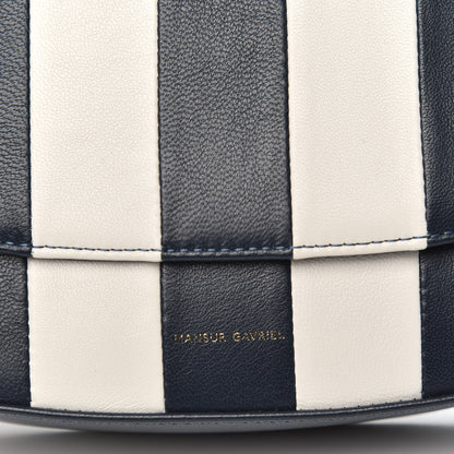 Mansur Gavriel Lambskin Stripe Flap Crossbody Bag Navy White 9 of 10