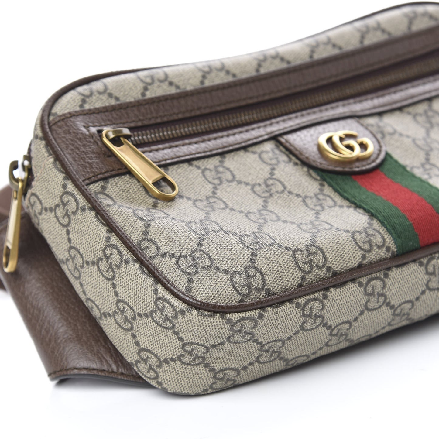 Soft GG Supreme Monogram Medium Ophidia Belt Bag Dark Brown