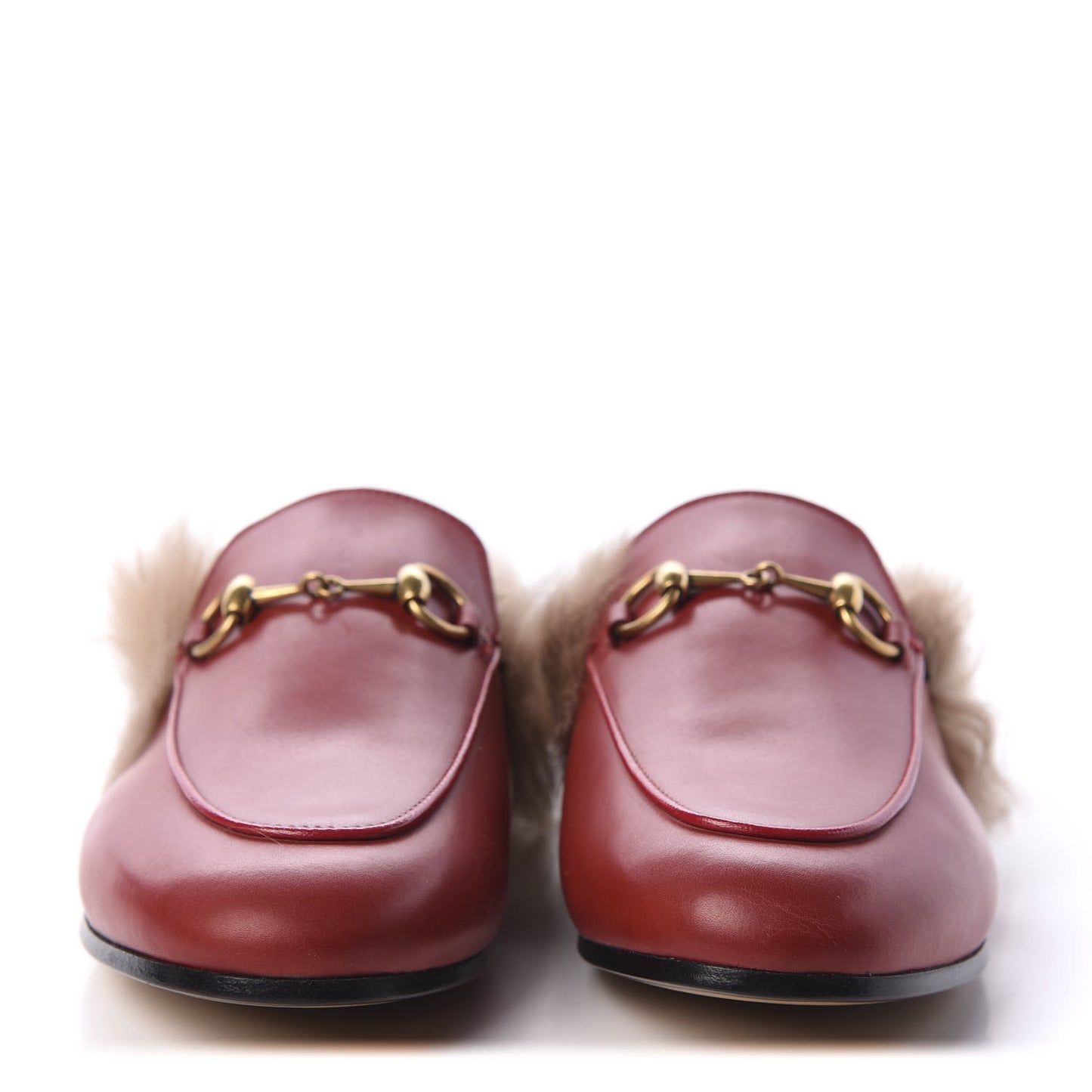 Betis Glamour Calfskin Fur Womens Princetown Slippers 36 Hibiscus Red Naturale