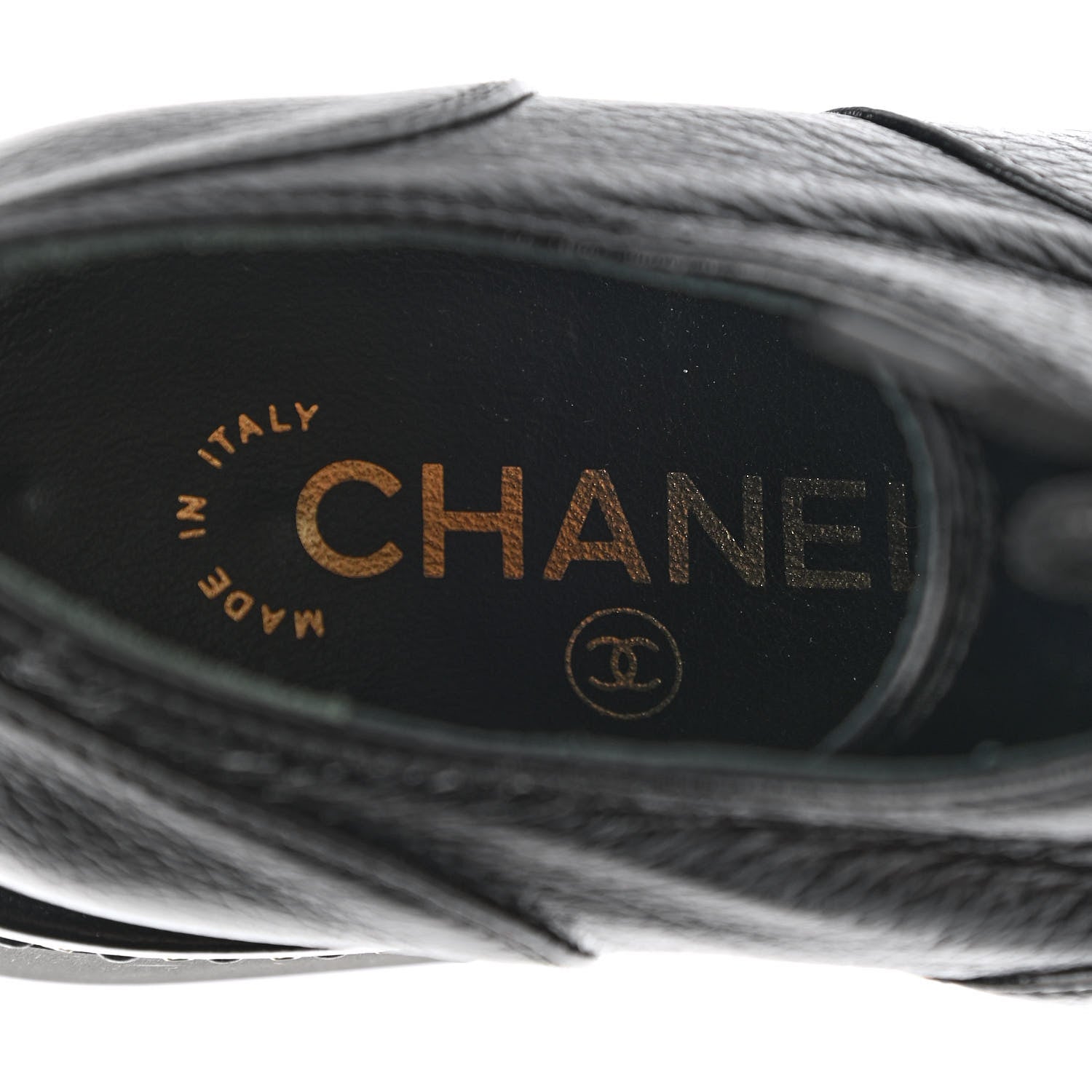 Chanel Shiny Crumpled Lambskin CC Lace Up Oxfords 35.5 Black 7 of 8
