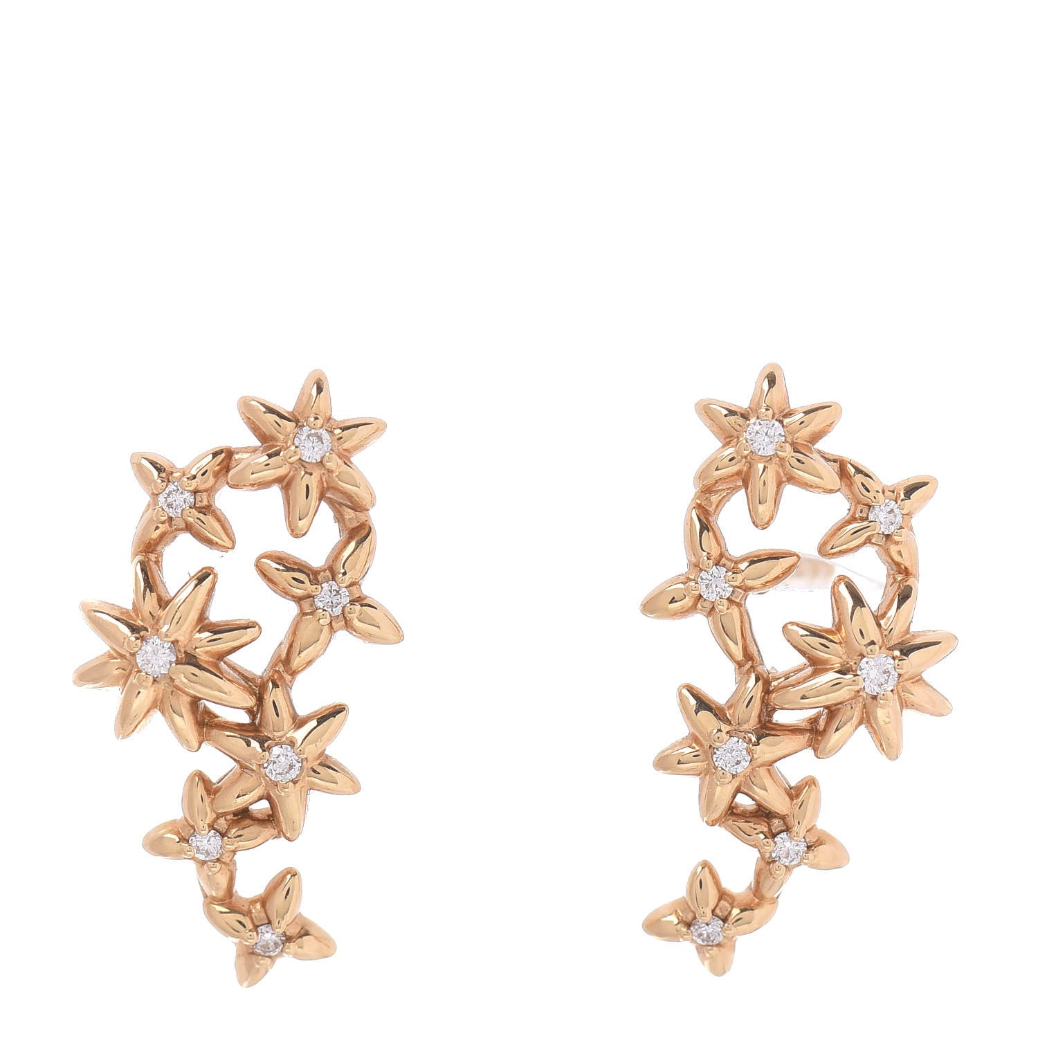 David Yurman 18K Yellow Gold Diamond Starburst Constellation Climber Earrings 1 of 4