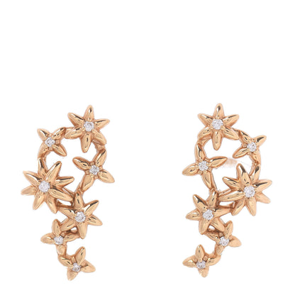 David Yurman 18K Yellow Gold Diamond Starburst Constellation Climber Earrings 1 of 4