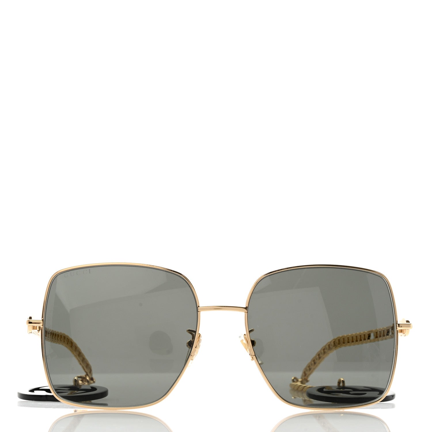 Gucci Square Frame Oversized Sunglasses GG0724S Gold 2 of 7