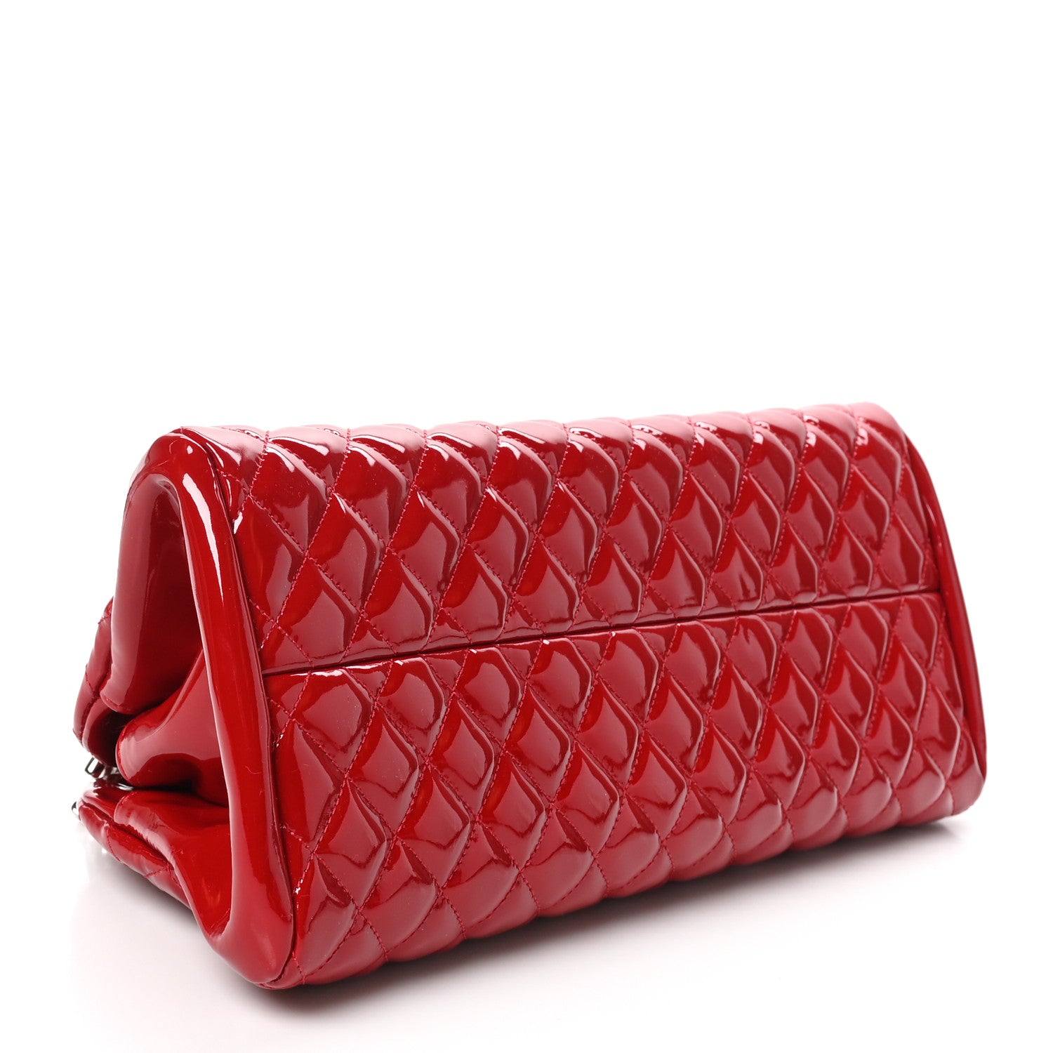 Chanel Patent Quilted Medium Just Mademoiselle Bowling Bag Red 4 of 11