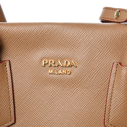Prada Saffiano Cuir Buckle Tote Caramel 11 of 14