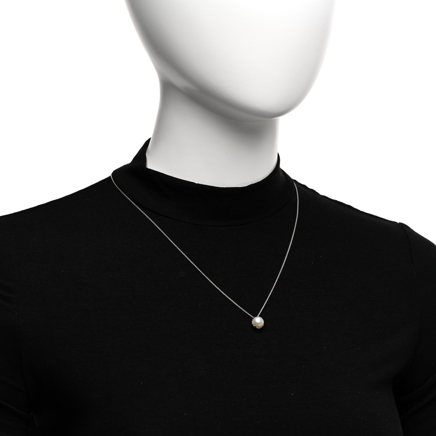 David Yurman Sterling Silver Pearl 8mm Petite Chatelaine Pendant Necklace 2 of 4