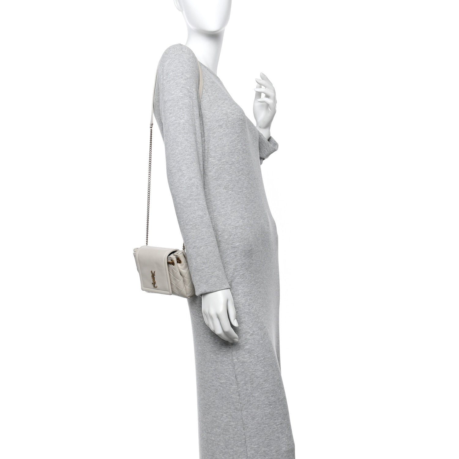 Saint Laurent Lambskin Quilted Monogram Mini Nolita Crema Soft 2 of 10