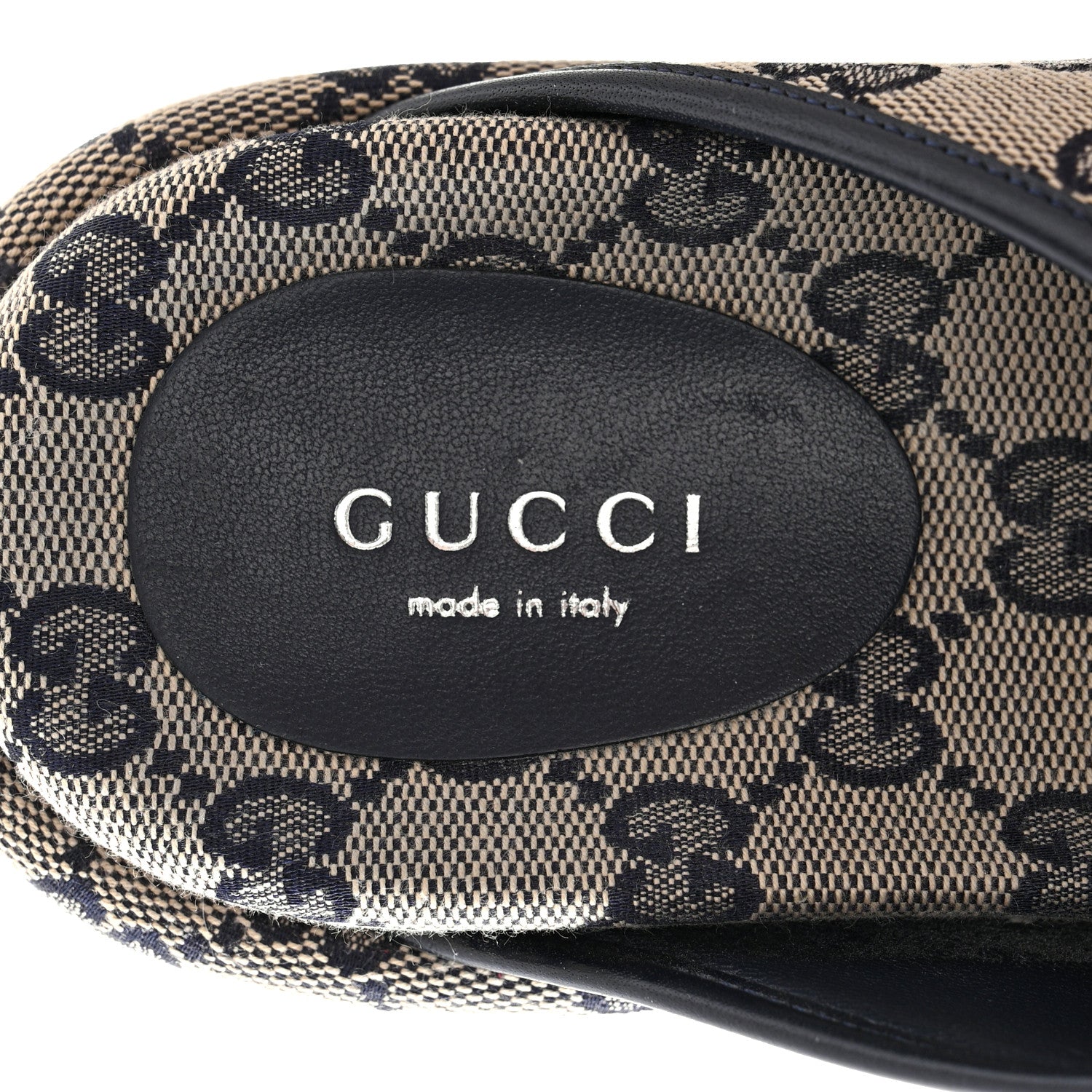 Gucci Monogram Criss Cross Platform Slide Sandals 34.5 Beige Blue 7 of 11