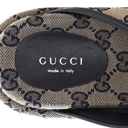Gucci Monogram Criss Cross Platform Slide Sandals 34.5 Beige Blue 7 of 11