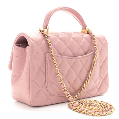 Chanel Iridescent Lambskin Quilted Mini Top Handle Rectangular Flap Pink 3 of 11