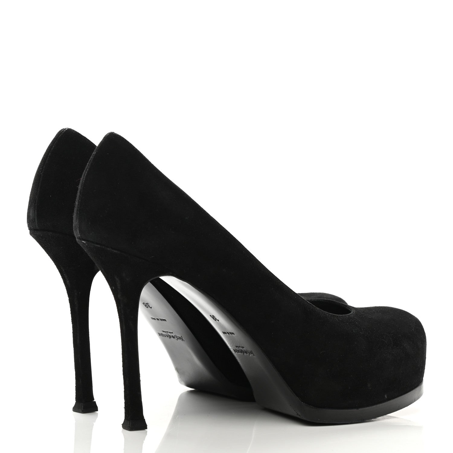 Saint Laurent Suede Calfskin Tribtoo 80 Pumps 38 Black 3 of 8