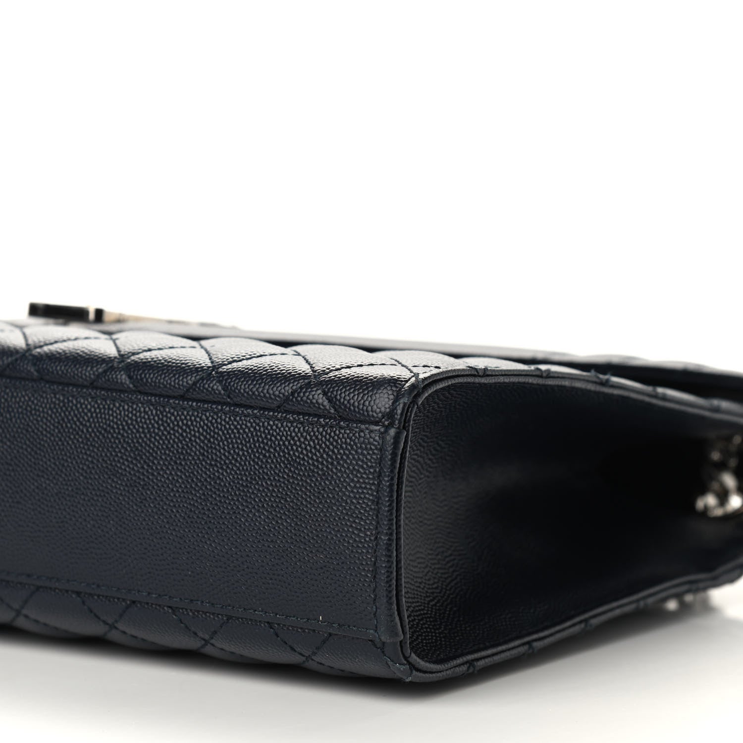 Saint Laurent Grain De Poudre Mixed Matelasse Large Triquilt Monogram Satchel Deep Marine 9 of 11