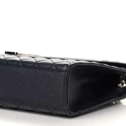 Saint Laurent Grain De Poudre Mixed Matelasse Large Triquilt Monogram Satchel Deep Marine 9 of 11
