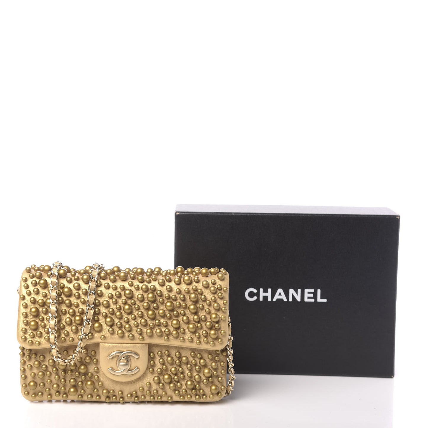 Lambskin Pearls Flap Gold