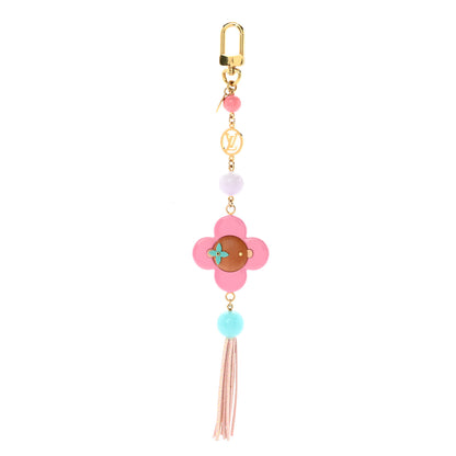 Louis Vuitton Resin Wood Vivienne Bag Charm Fuchsia Ecru White Caramel 1 of 5