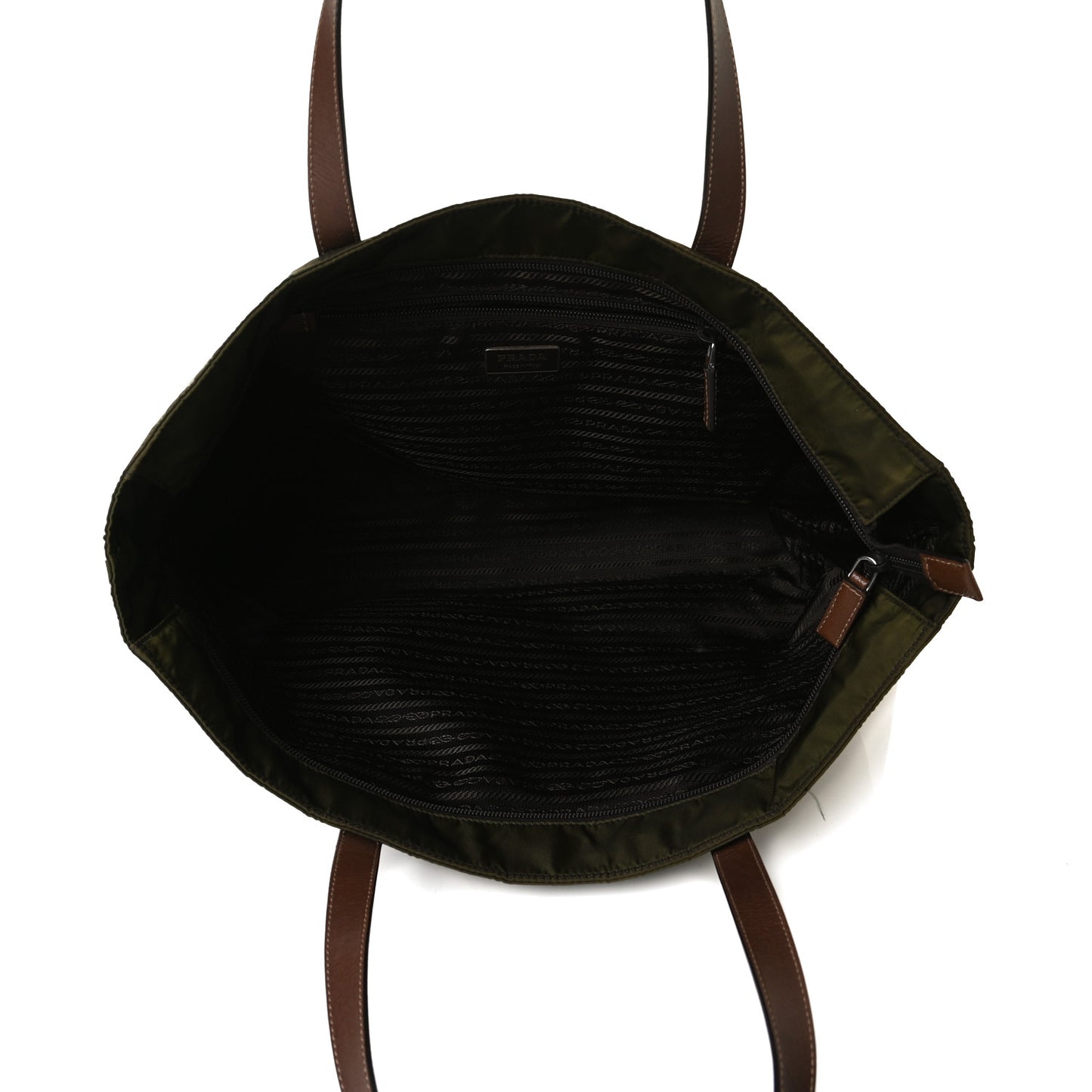 Tessuto Nylon Saffiano Shopping Tote Green