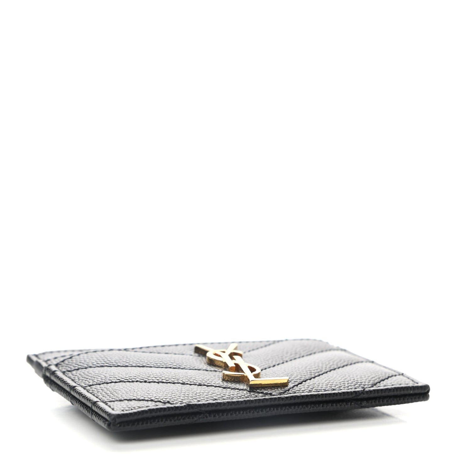 Grain De Poudre Matelasse Chevron Monogram Credit Card Case Black