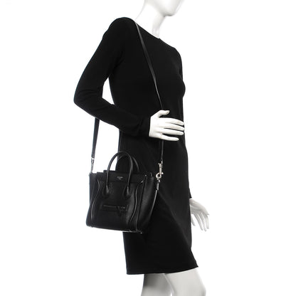 Celine Drummed Calfskin Nano Luggage Black 2 of 8