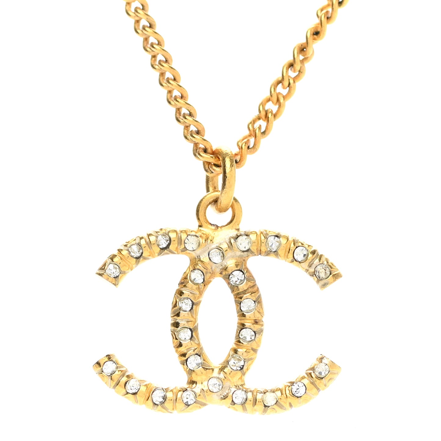 Crystal CC Pendant Necklace Gold