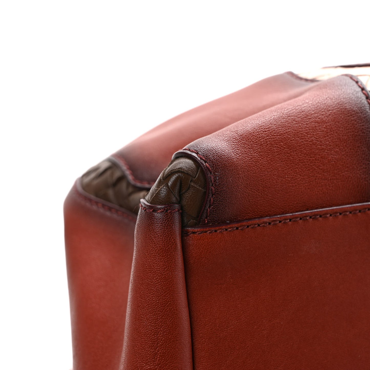 Calfskin Nappa Intrecciato Tote Brique Flamingo Truffle