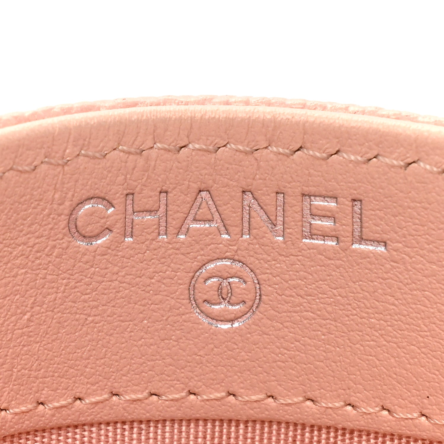 Chanel Metallic Caviar Chevron Quilted Vintage Mademoiselle Card Holder Pink 7 of 14