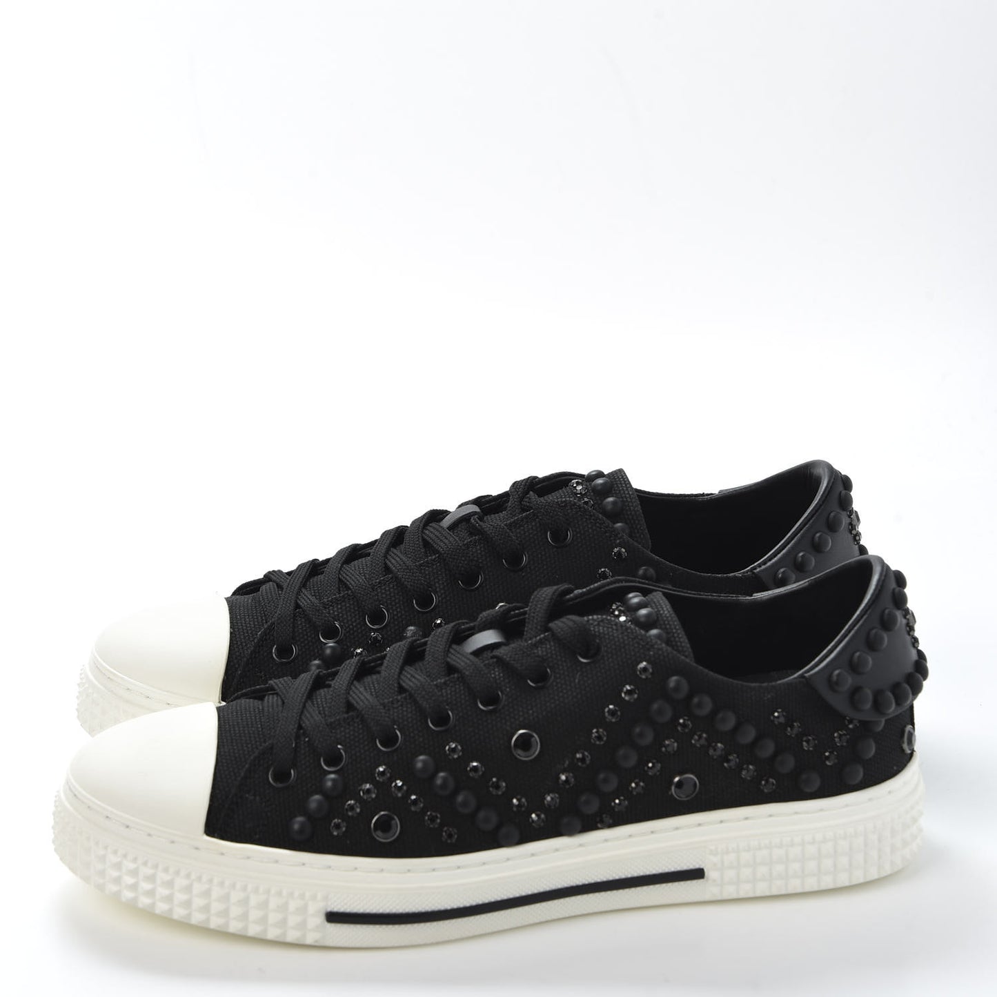 Canvas Embellished Mens Low Top Sneakers 42 Black