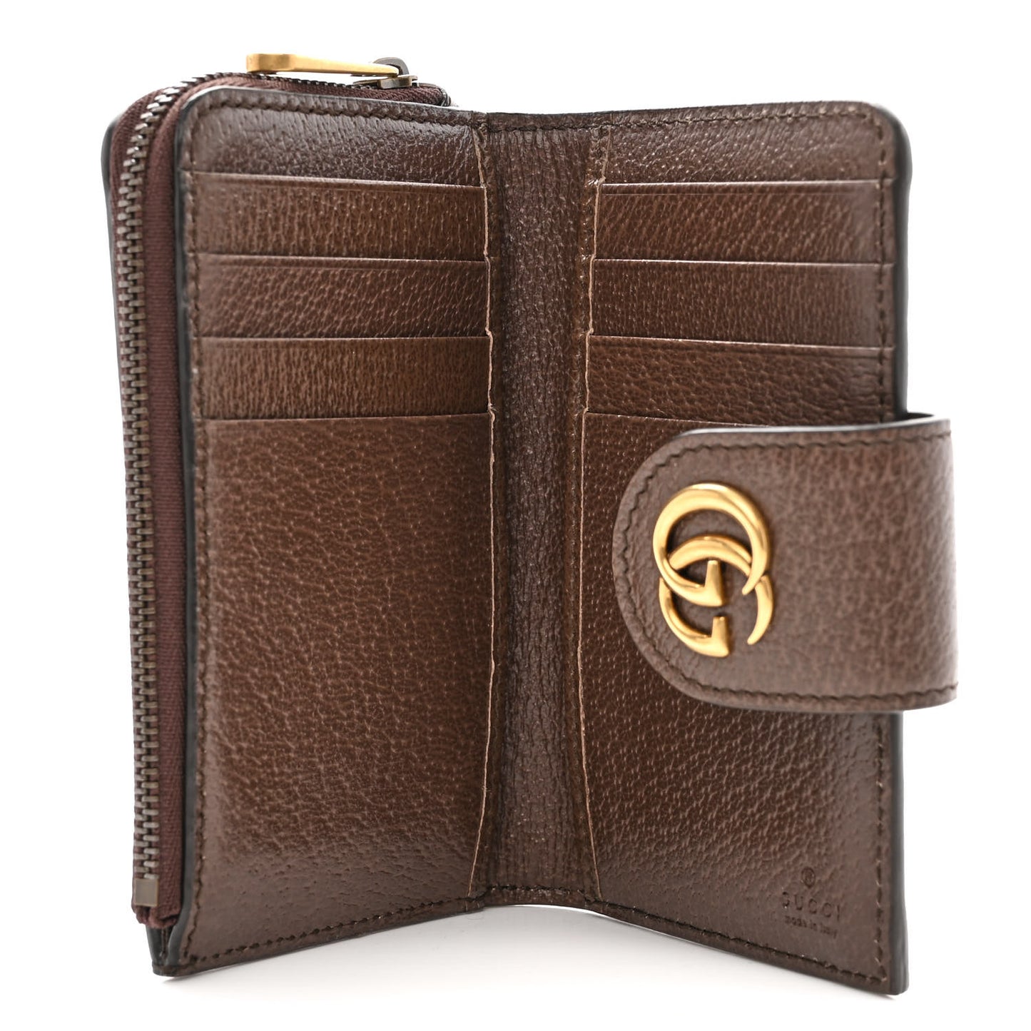 GG Supreme Monogram Textured Dollar Calfskin Web Ophidia Overlay Zip Around Card Case Wallet Beige Ebony New Acero