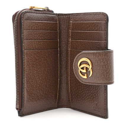 Gucci GG Supreme Monogram Textured Dollar Calfskin Web Ophidia Overlay Zip Around Card Case Wallet Beige Ebony New Acero 6 of 12