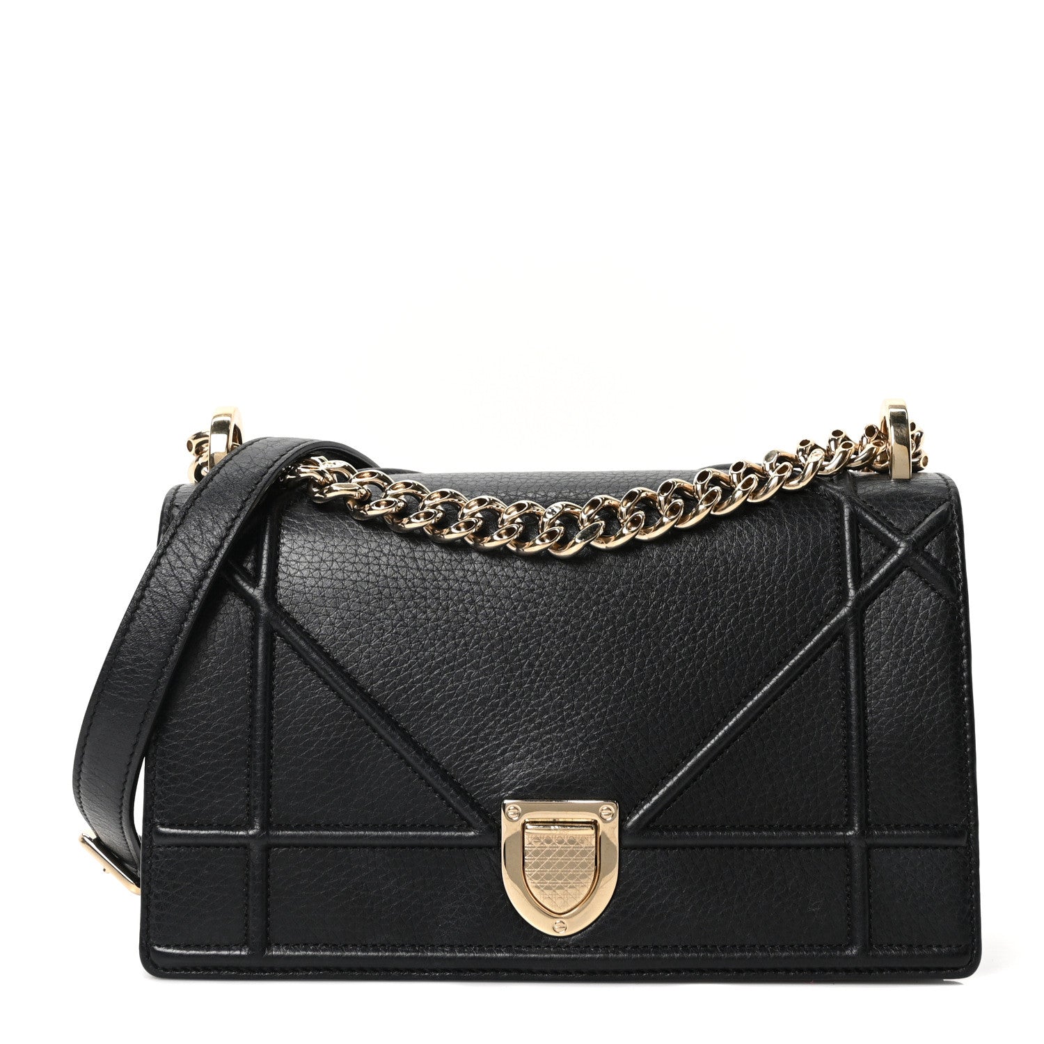 Christian Dior Grained Calfskin Small Diorama Flap Bag Black 1 of 10