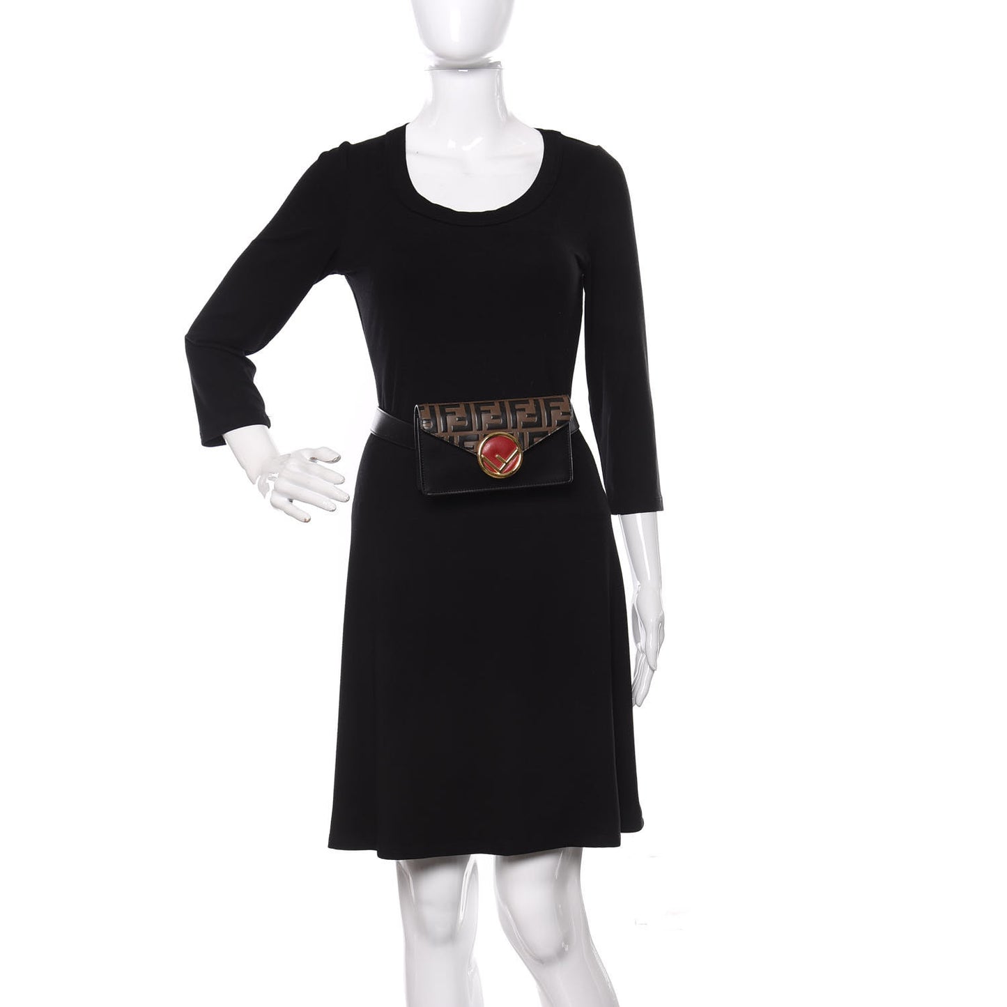 Vitello Liberty F is Fendi Bi-Color FF 1974 Embossed Envelope Belt Bag Maya Black