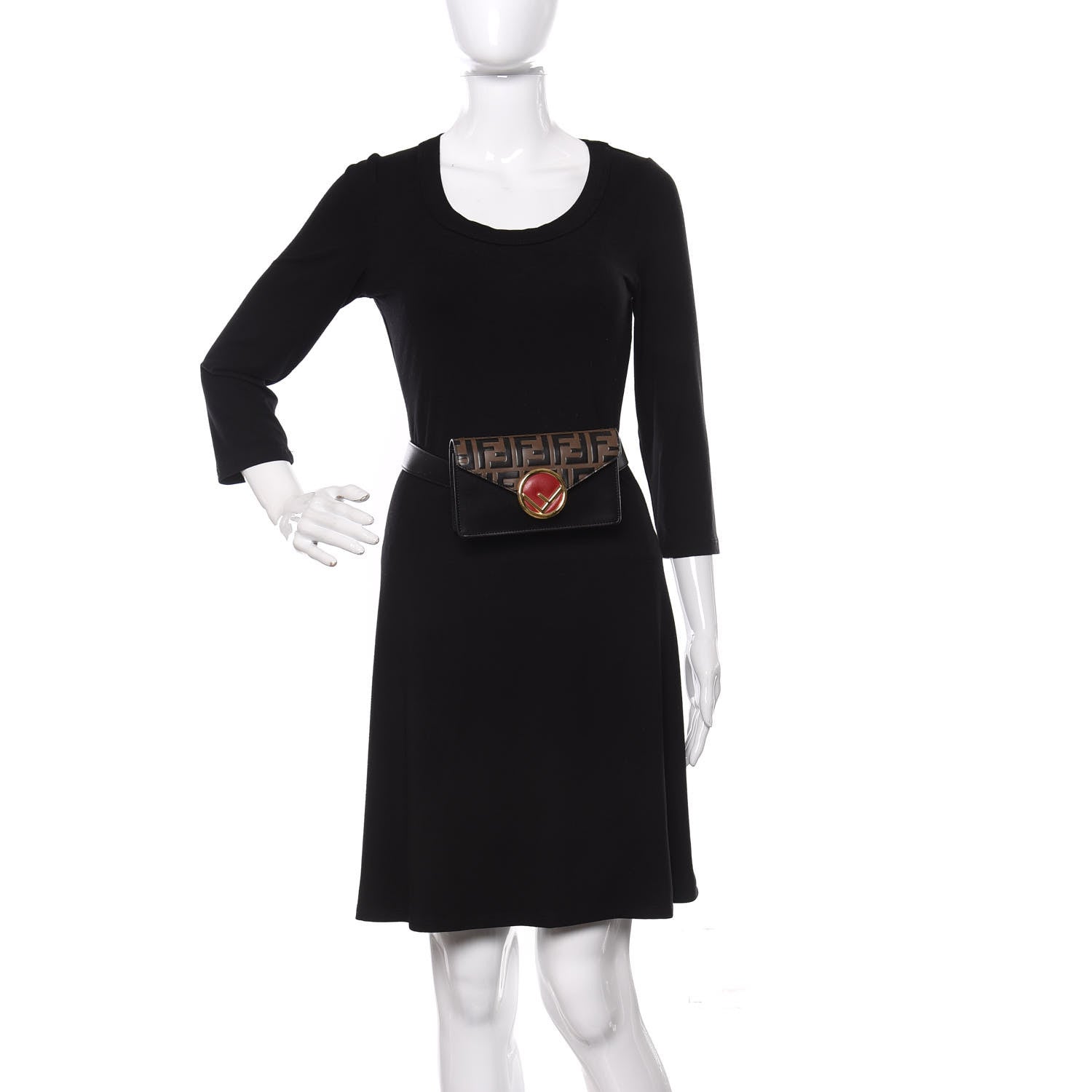 Fendi Vitello Liberty F is Fendi Bi-Color FF 1974 Embossed Envelope Belt Bag Maya Black 2 of 12