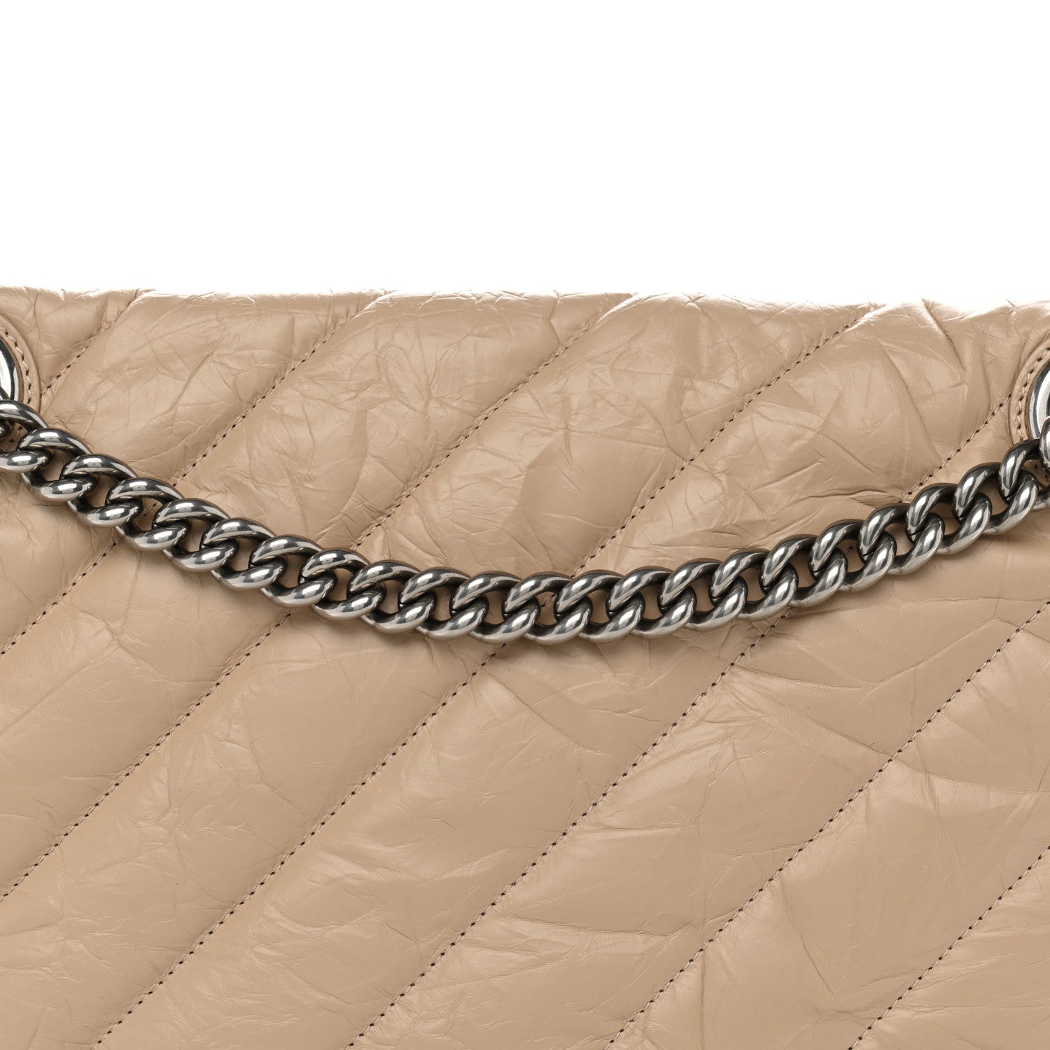Balenciaga Crushed Calfskin Quilted Large Crush Chain Bag Nude 8 of 11