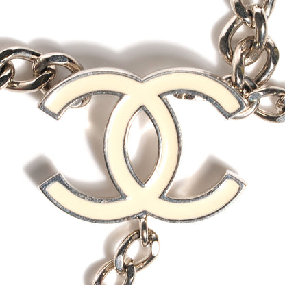 Chanel Enamel CC Adjustable Belt Silver White 4 of 6